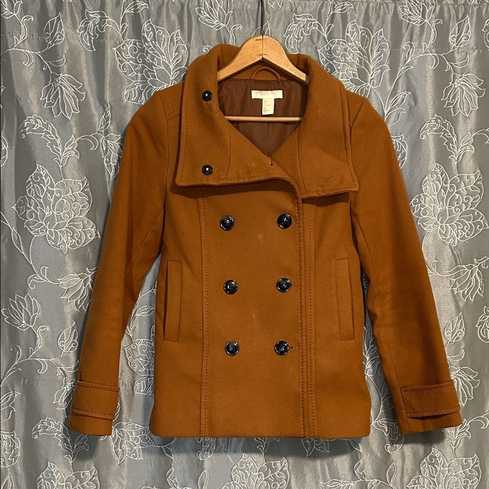 H&M Women's Double-Breasted Brown Pea Coat